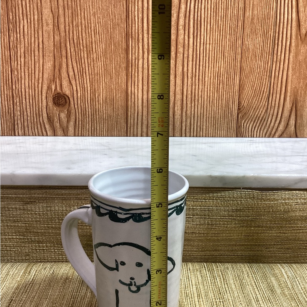 Red Clay Pottery Mug Tall Slender Style hand painted Dog - Picture 5 of 7